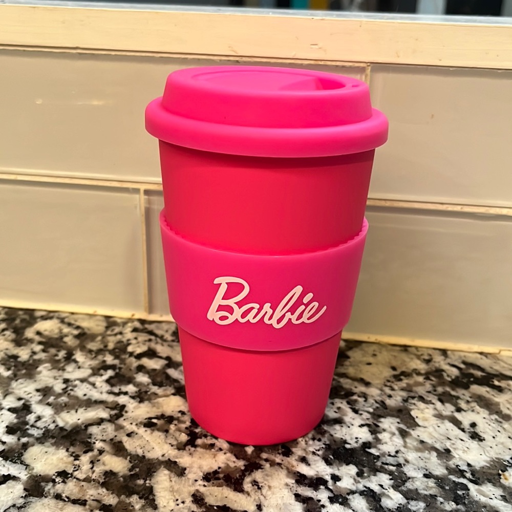 Barbie coffee On the Go ceramic mug. Hot Pink